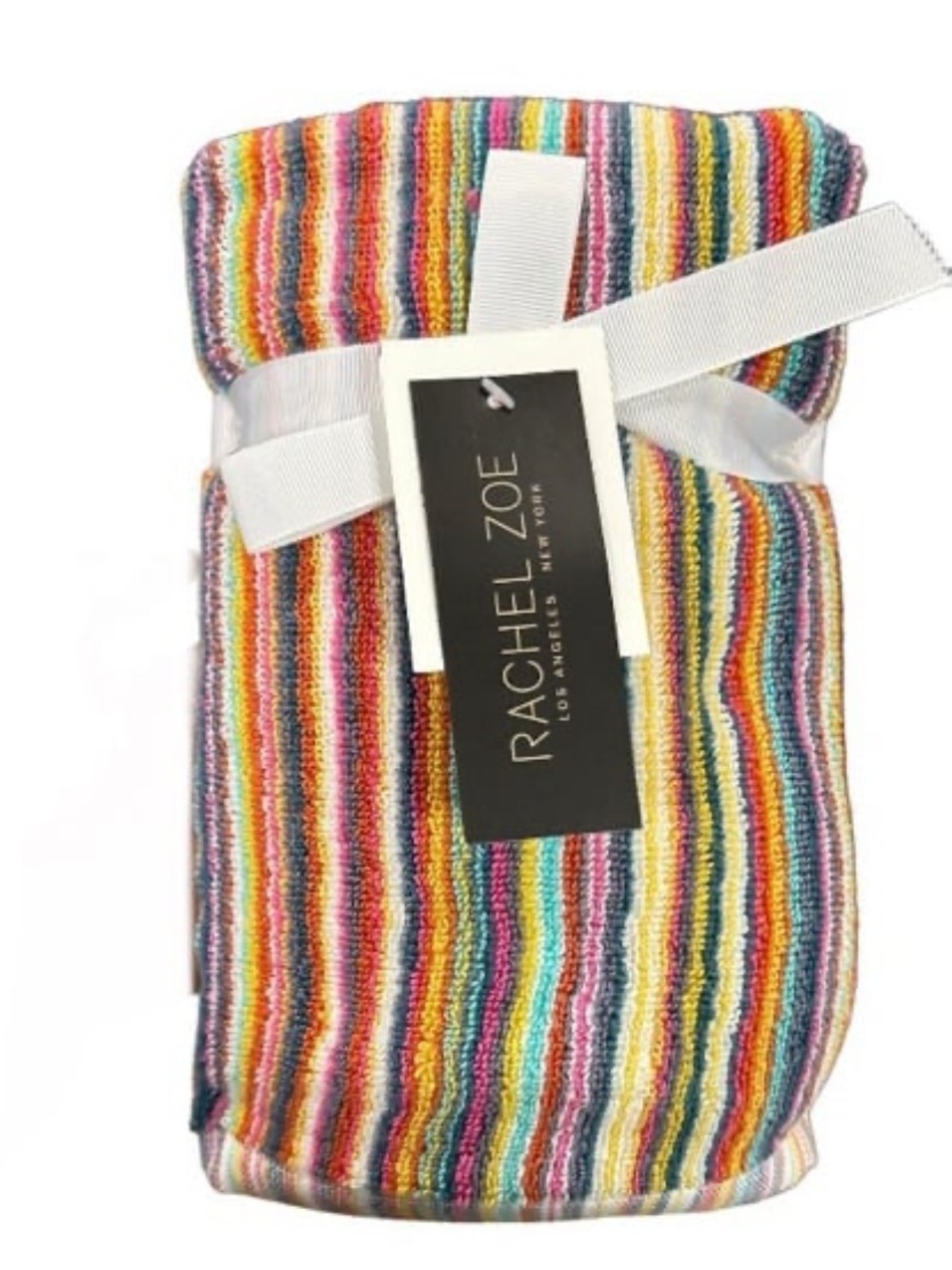 Rachel Zoe Multicolored Rainbow Striped Hand Towels Set of 2